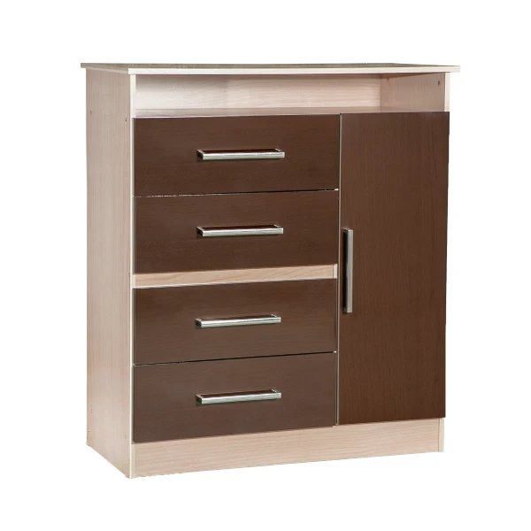 Cómoda Cajonera Máximo Fortaleza con estante color Chocolate Maple