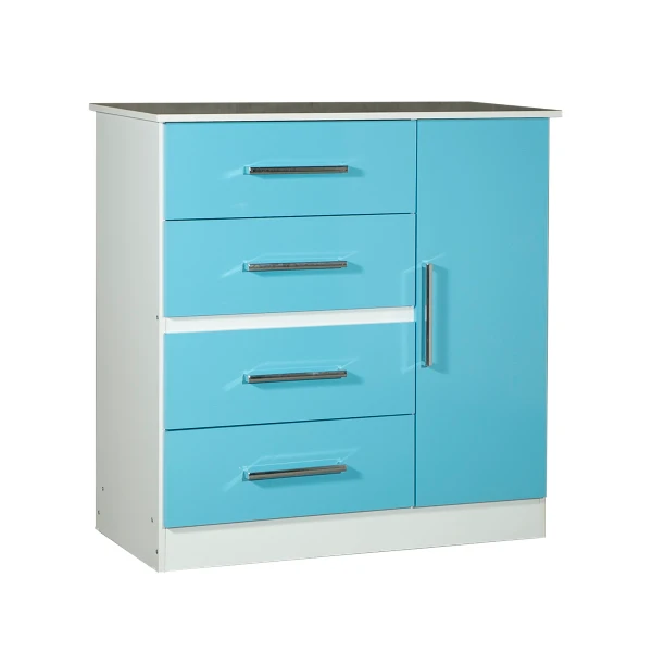 Cómoda Infantil Máximo Fortaleza color Celeste y Blanco