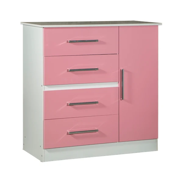 Cómoda Infantil Máximo Fortaleza color Rosa y Blanco